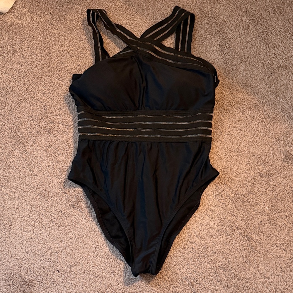 Black Women's One Piece Swimsuit - Size Large